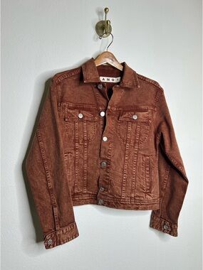 NWT AMO Denim Irina Rigid Denim Cotton Jacket In Nutmeg Size Small Oversized